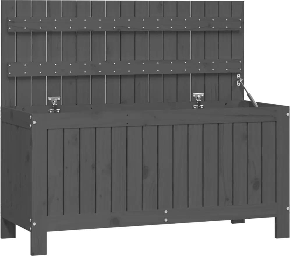 vidaXL szürke tömör fenyőfa kerti tárolóláda 115x49x60 cm