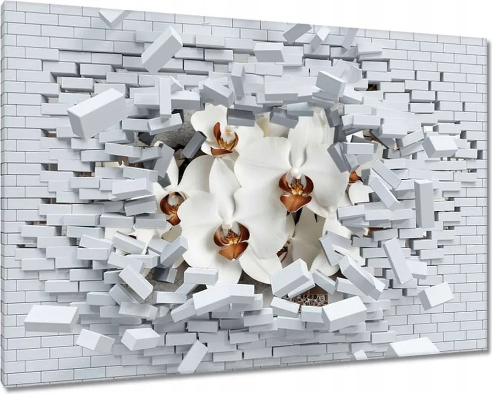 Vászonkép 60x40 Fehér orchideák és mozaik