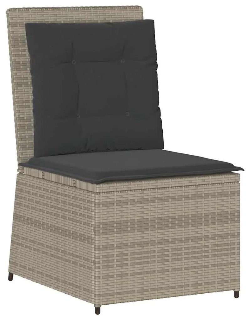 Kerti kanapé párnával Világosszürke Poli rattan