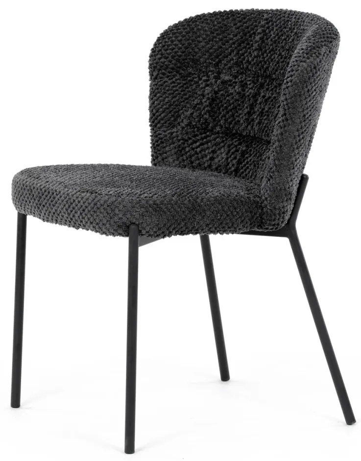 Scaun de sufragerie, stofă gri, picioare metalice negre