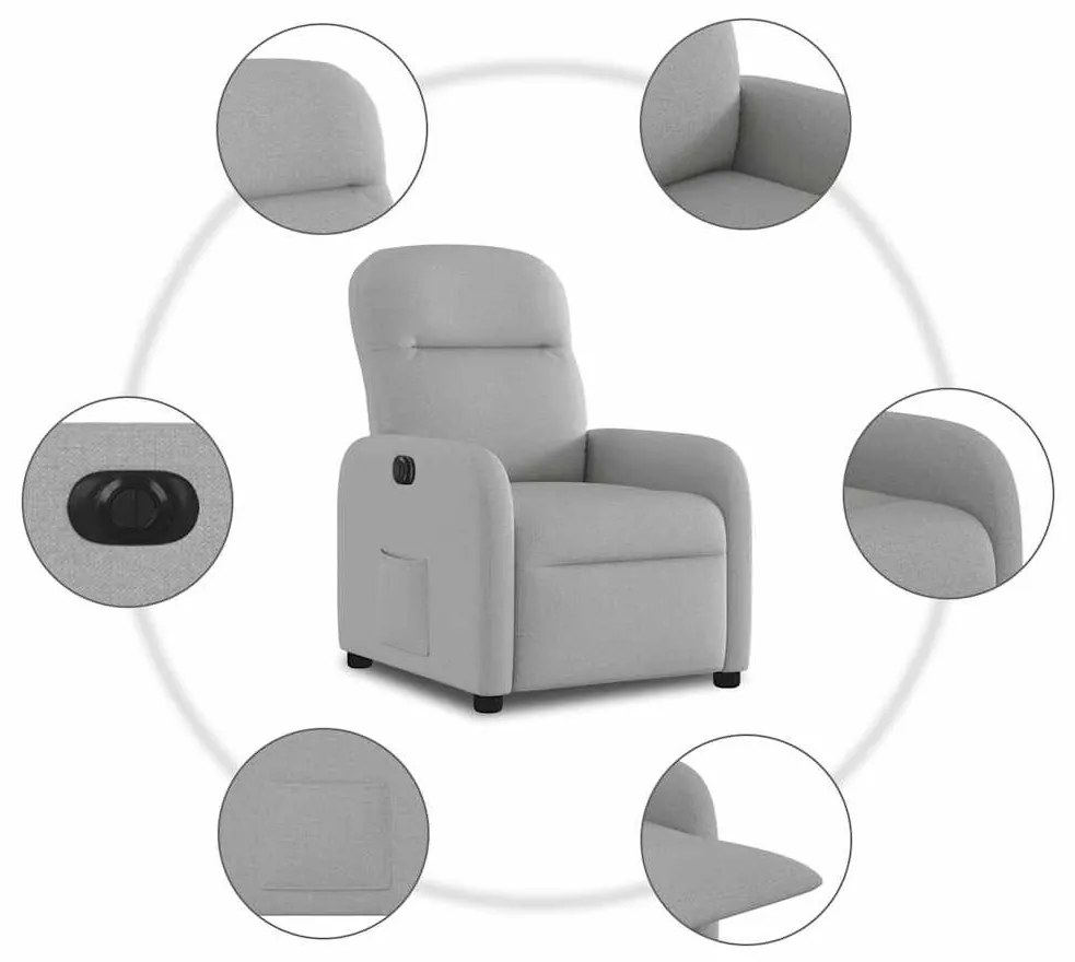 felhőszürke szövet elektromos dönthető fotel