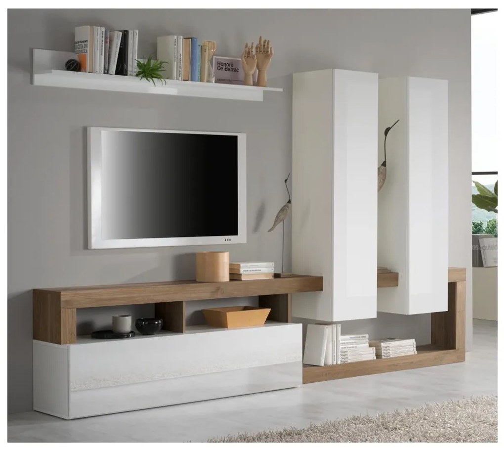 Nappali szekrénysor LENOR fehér/tölgy