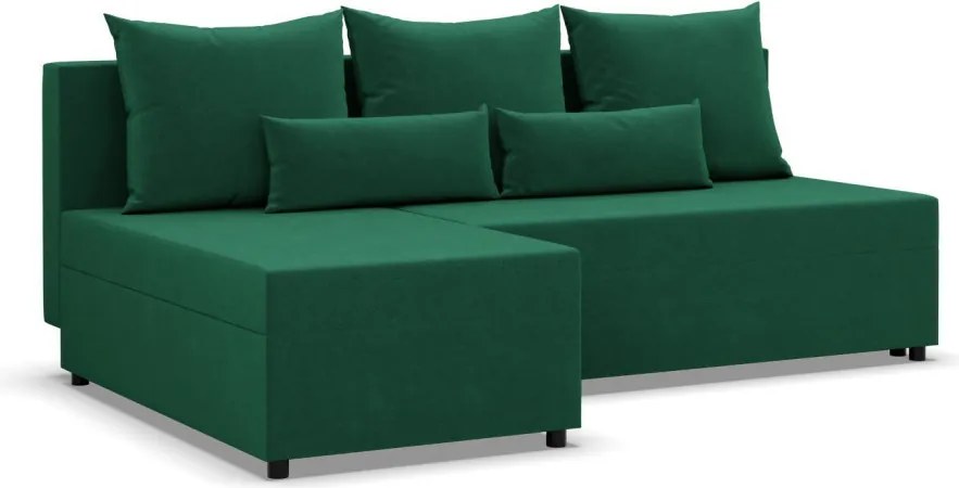 Nobu sarokkanapé, bársony, univerzális oldal, zöld