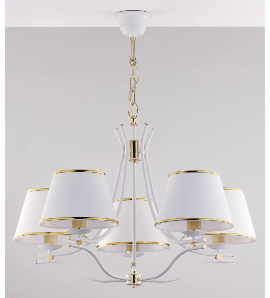 Jupiter 2084 - láncos csillár SAMBA 5xE27/15W/230V fehér/arany