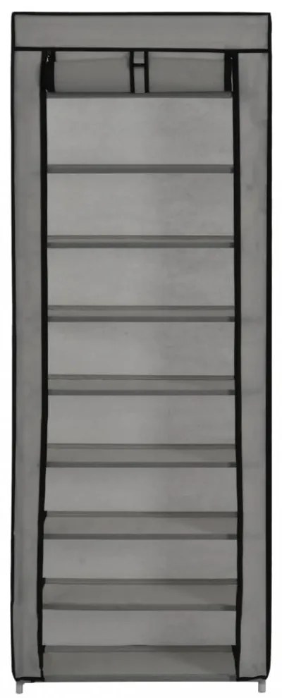szürke szövetborítású cipősszekrény 57 x 29 x 162 cm