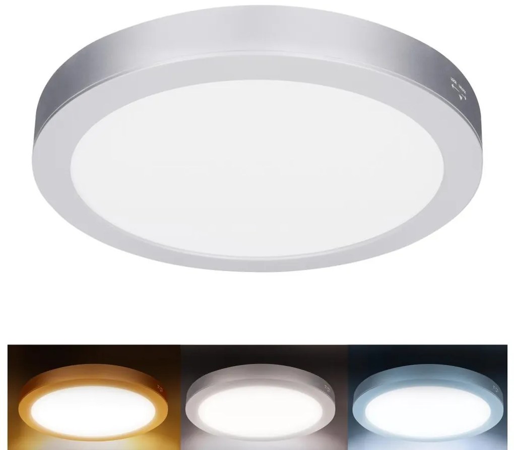 Solight WD244-S - LED panel 2 az 1-ben 24W/230V 3000/4000/6000K átm. 30 cm IP54 ezüstszínű