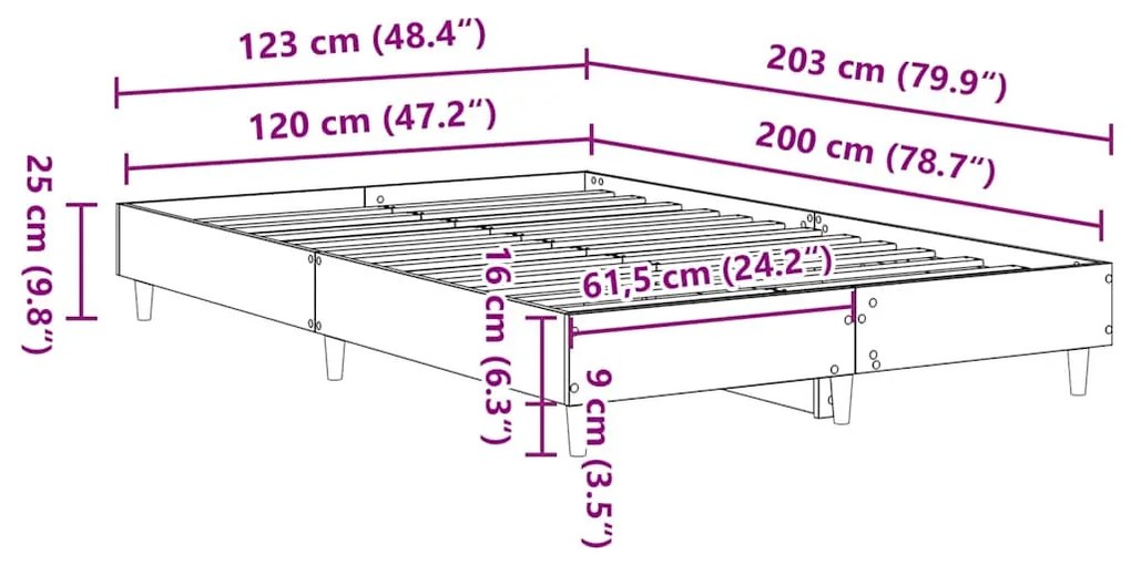fekete szerelt fa ágykeret matrac nélkül 120 x 200 cm