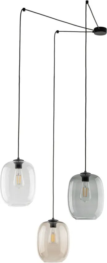 TK LIGHTING 5972 ELIO Többágú Függesztett Lámpa Barna, Fekete, Grafit, Átlátszó E27 IP20