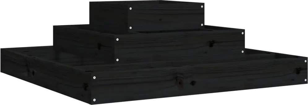 vidaXL fekete tömör fenyőfa növénytartó 80x80x27 cm