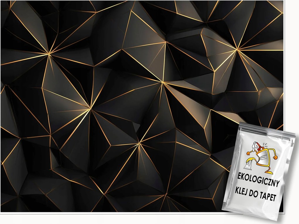 Fotótapéta Absztrakt 3D Fekete Arany Falra Hálószoba Nappali 300x210