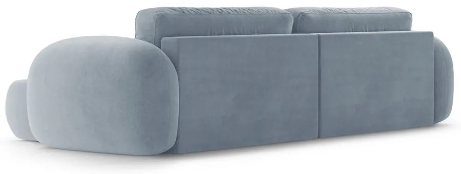 Szürkéskék bársony kinyitható-tárolóhelyes sarokkanapé Tonale – Cosmopolitan Design