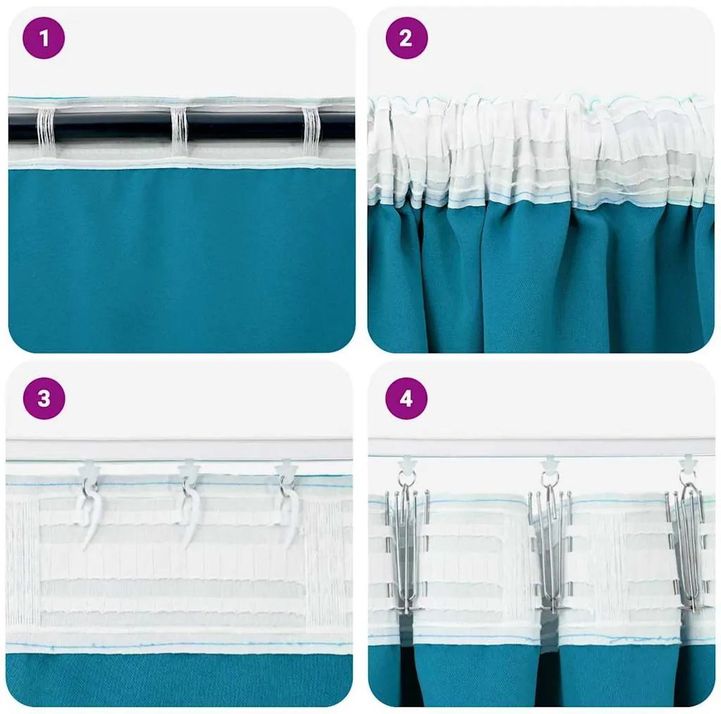 Függönyök függönyökkel 2 pcs Türkiz 260x140cm Poliészter