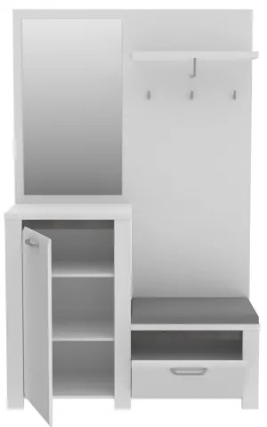 HIRO előszobafal tükörrel fehér/szürke