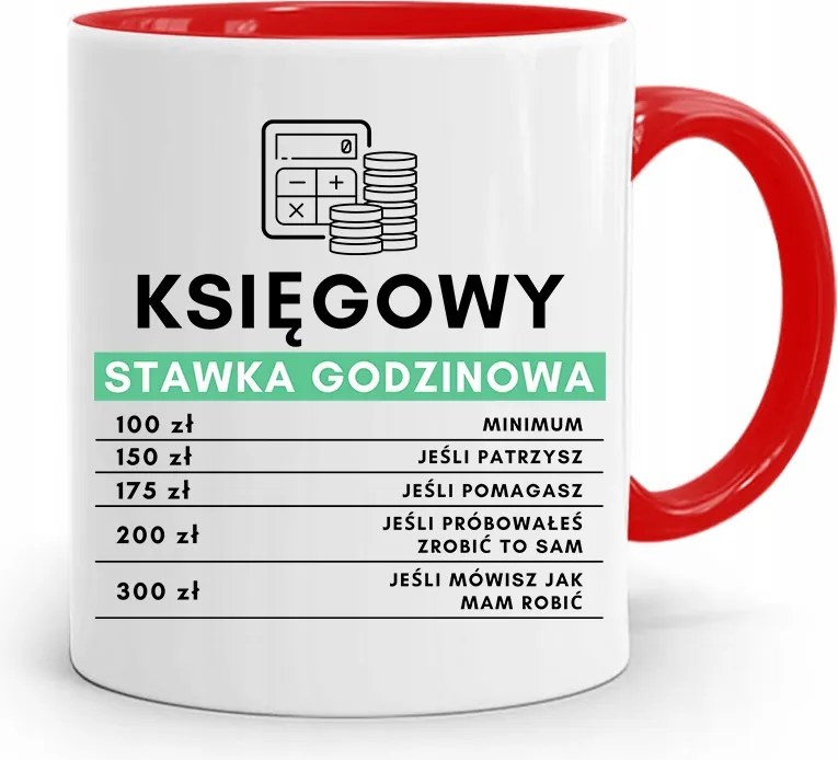 Piros Bögre Ajándék Könyvelőnek, fényképes nyomattal