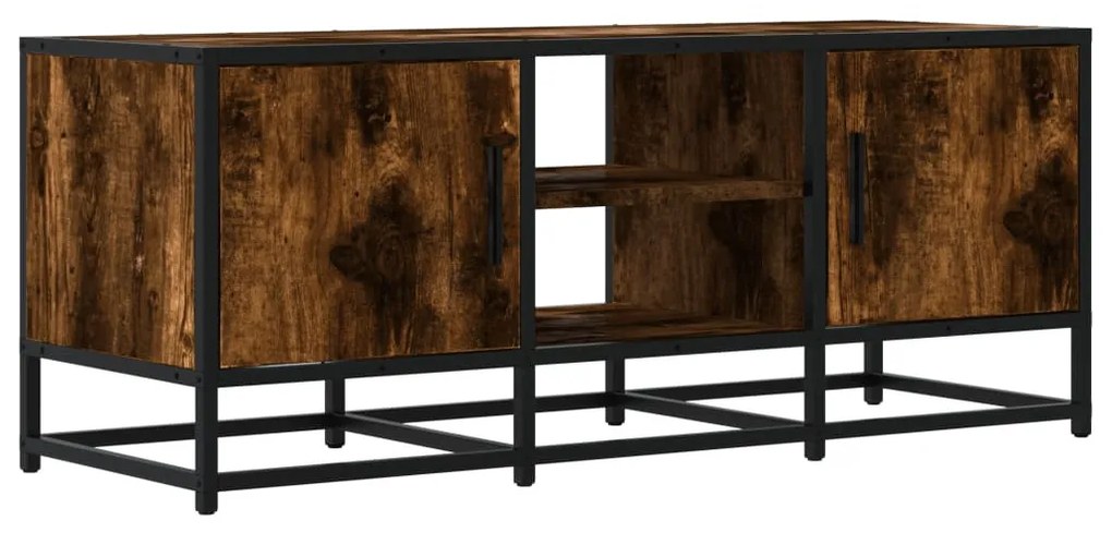 füstös tölgy színű szerelt fa és fém TV-szekrény 100x35x41 cm