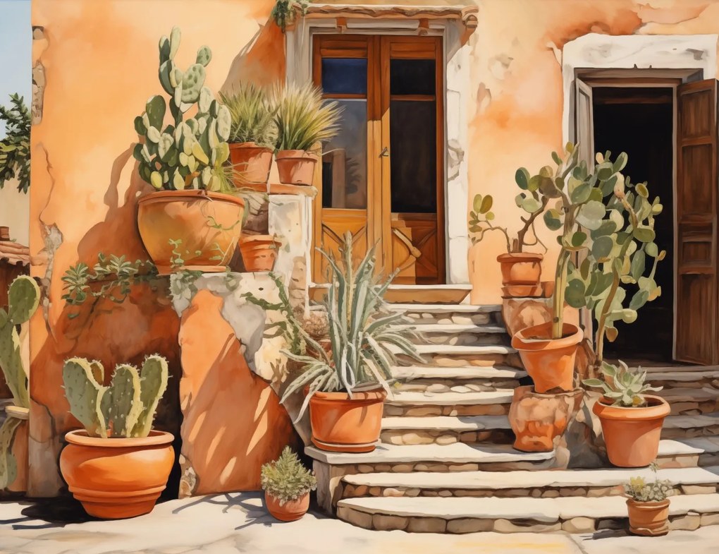 Poszter 65x50cm Napsütötte Kaktuszsarok