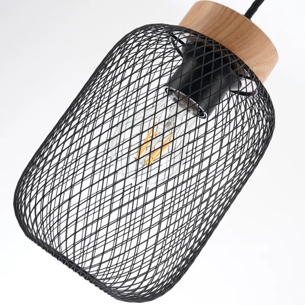 Brilagi - BASKLITE kábeles függeszték 3xE27/15W/230V fa/fekete