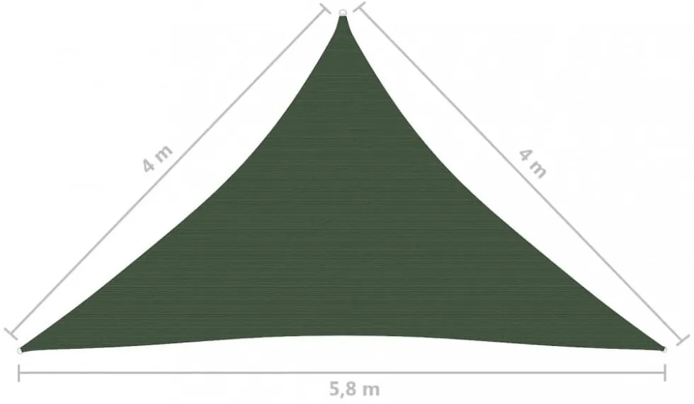 sötétzöld HDPE napvitorla 160 g/m² 4 x 4 x 5,8 m
