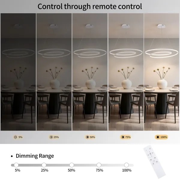 Brilagi-LED Fényerőszabályozható kábeles csillár TWISTER LED/105W/230V, átmérő 100 cm, fehér + távirányítóval