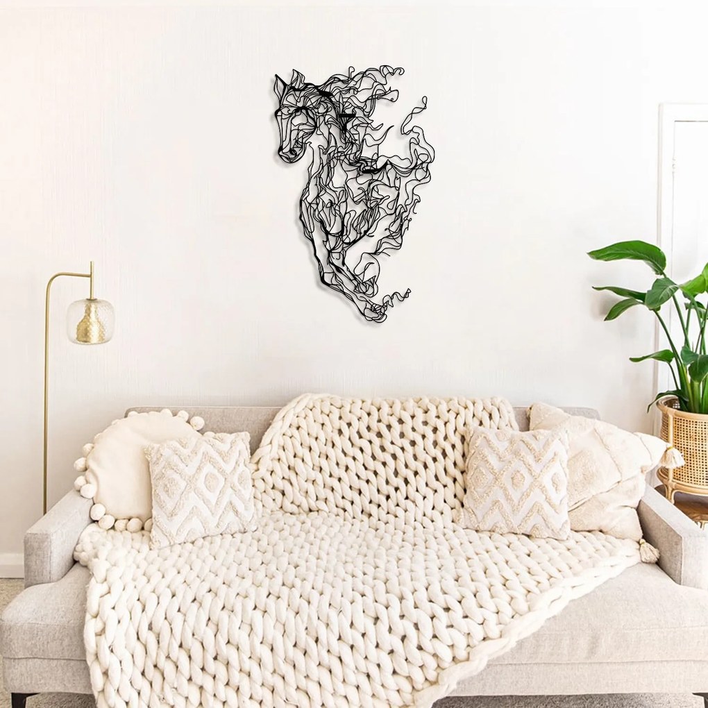 Fém fali dekoráció, Metal Horse Line Art - APT724