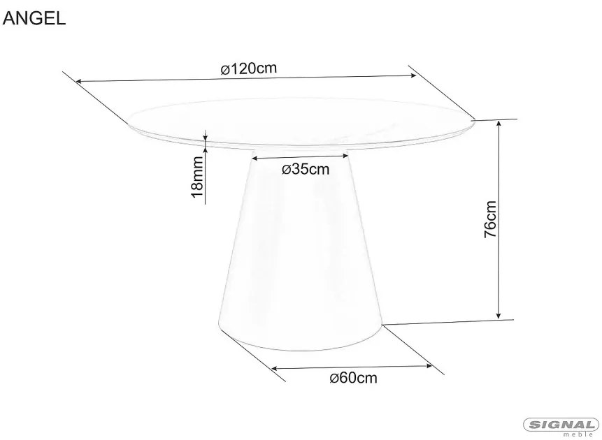 Angel étkezőasztal fehér 120cm