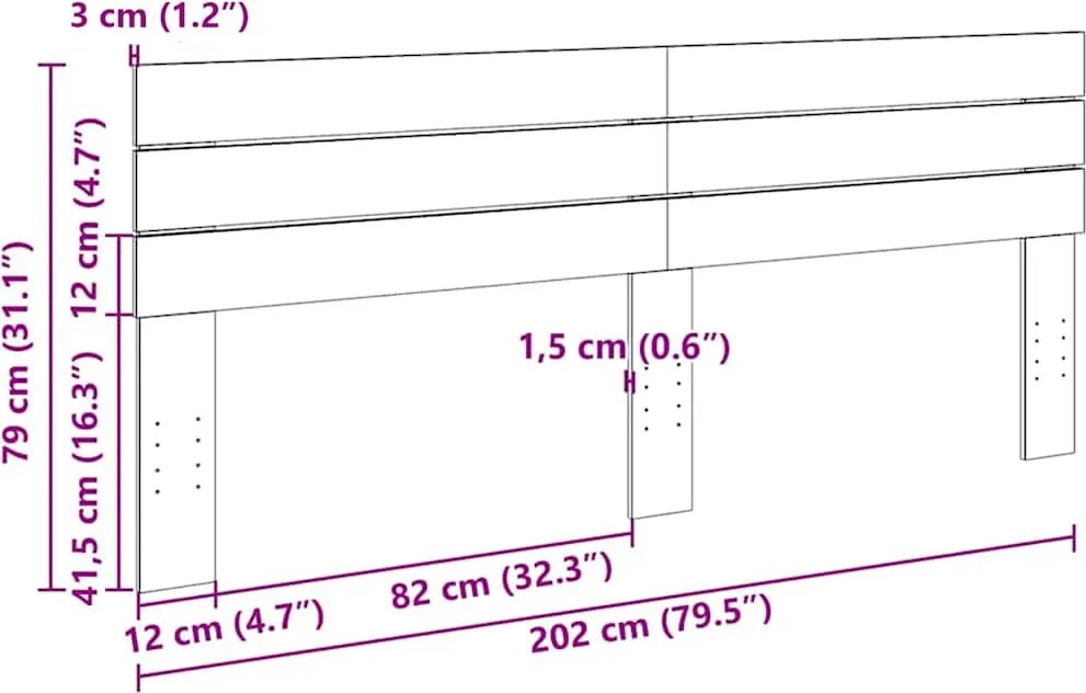 tömör tölgyfa fejtámla 200 cm