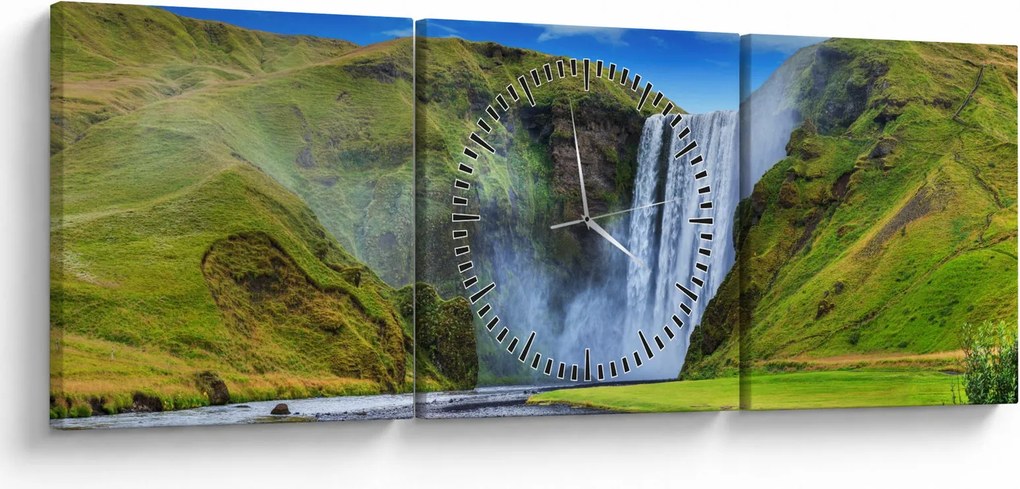 Kép - Seljalandsfoss vízesés (órával) (90x30 cm)