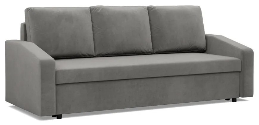 Zeus kanapéágy, bársony, bonell töltet, döntött kartámasz, világosszürke