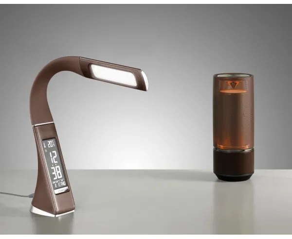 Brilagi - LED Dimmelhető asztali lámpa kijelzővel PELLE LED/7W/230V barna