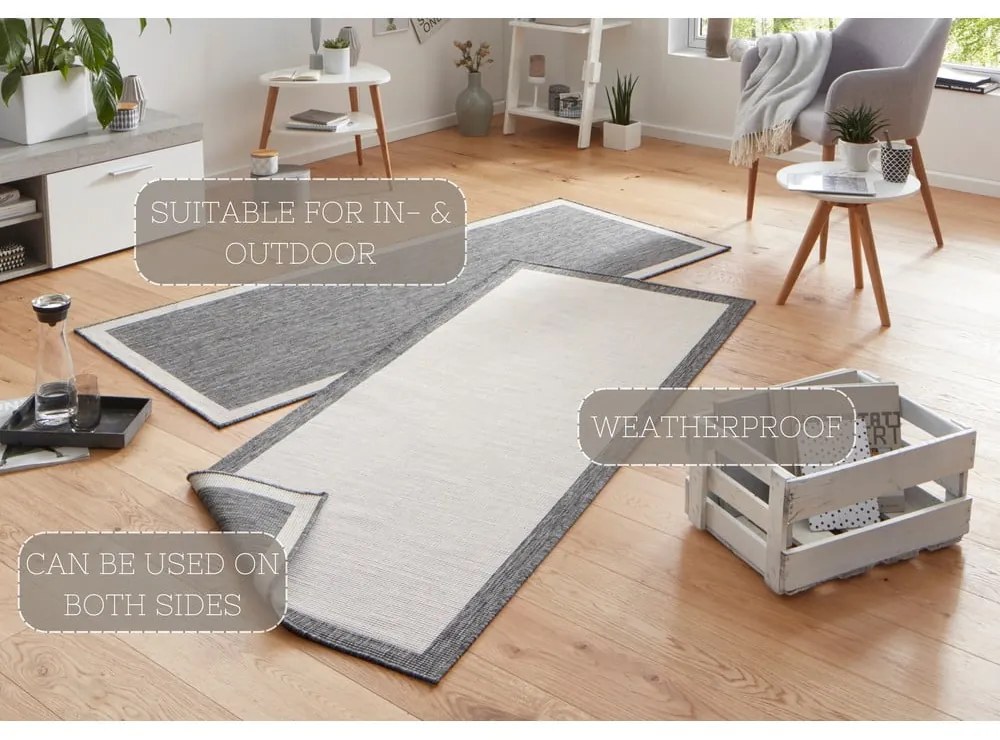 Panama szürke-krémszínű kültéri szőnyeg, 80 x 350 cm - NORTHRUGS