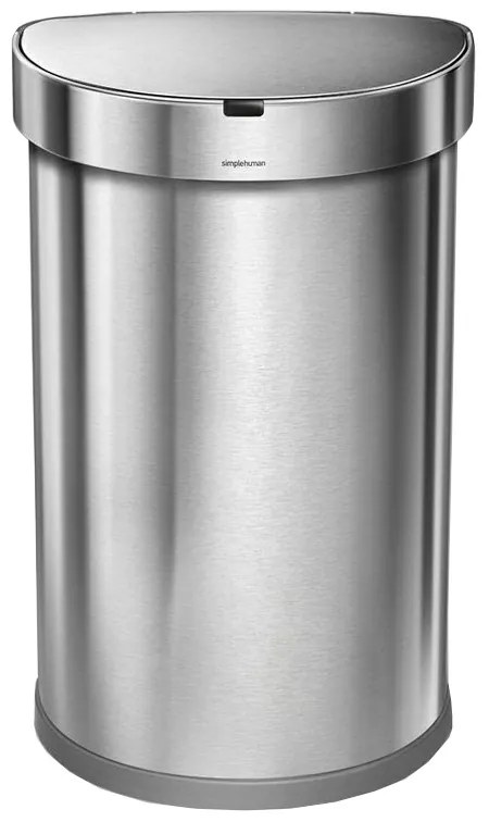 Félkör alakú érintésmentes kosár, 45 l, matt acél, rozsdamentes acél