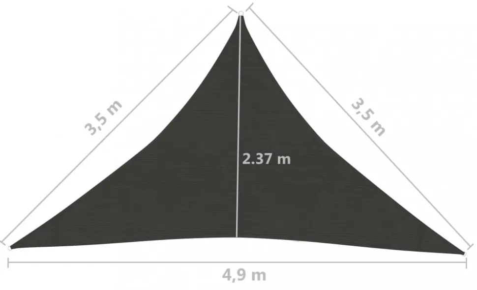 antracitszürke HDPE napvitorla 160 g/m² 3,5 x 3,5 x 4,9 m