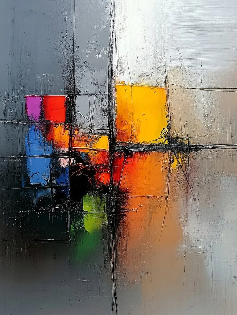 Vászonkép Canvas Absztrakt Színes Négyzetek Modern Art 3D 60x80