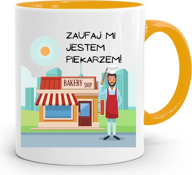 Sárga Bögre Péknek Bízz Bennem! Ajándék fényképes nyomattal