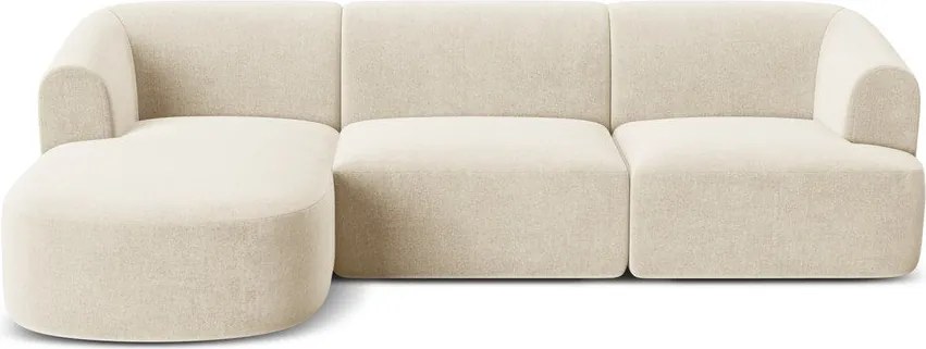 Bézs bársony sarokkanapé (bal oldali-heverő résszel) Campi – Cosmopolitan Design