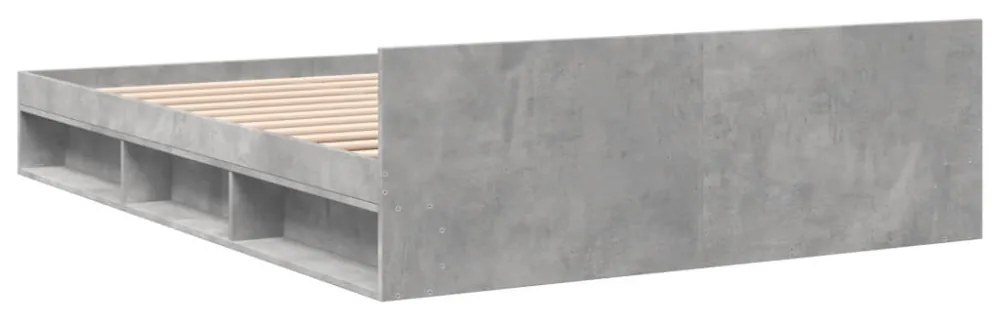 betonszürke szerelt fa ágykeret fiókokkal 160 x 200 cm