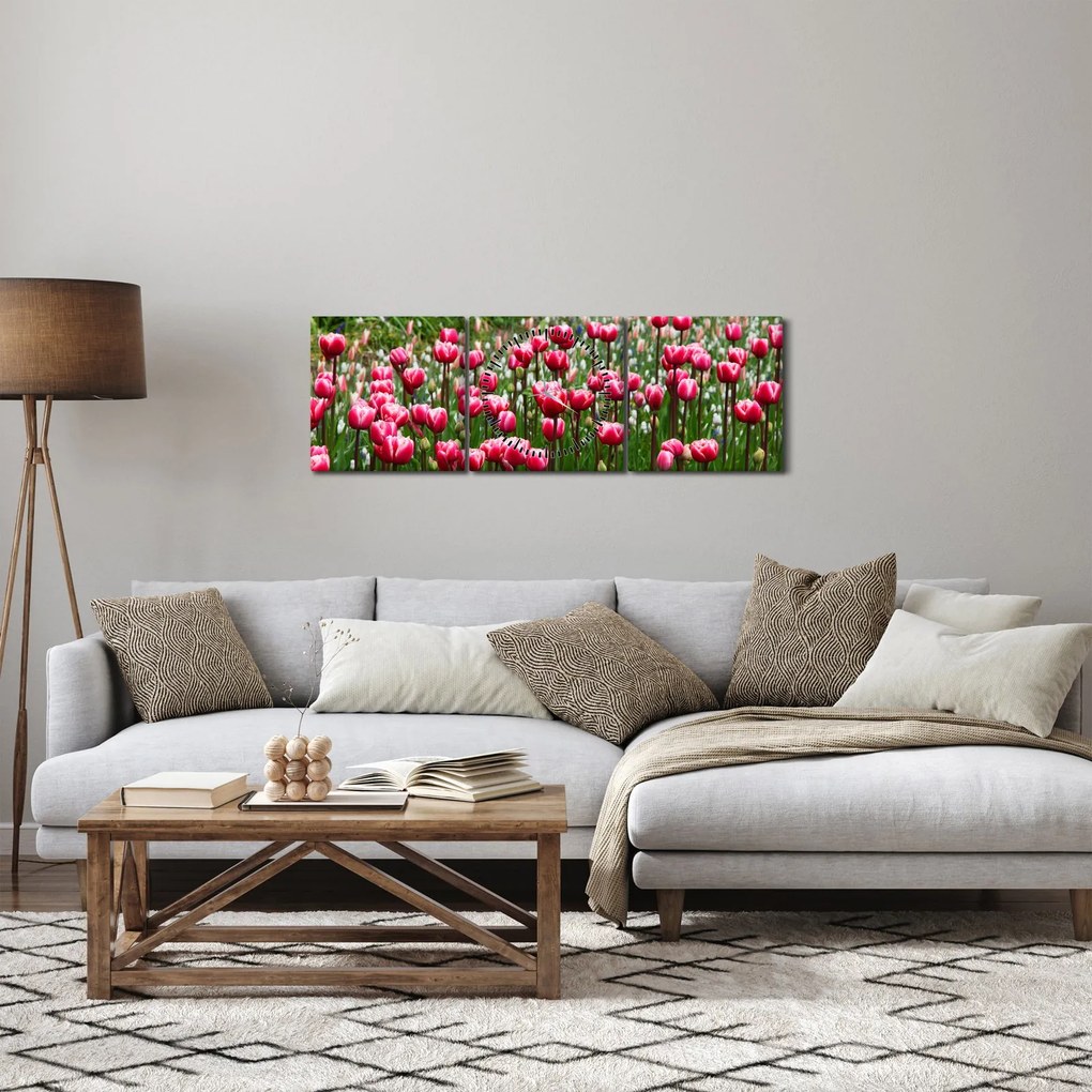Tulipán képe (órával) (90x30 cm)