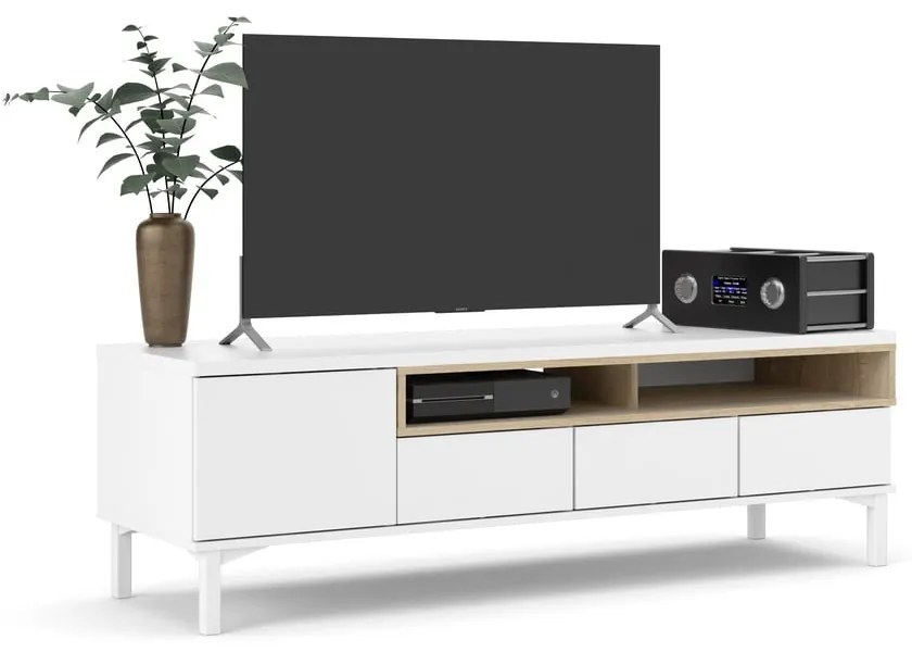 Fehér TV-állvány 156x48x48 cm Roomers – Tvilum