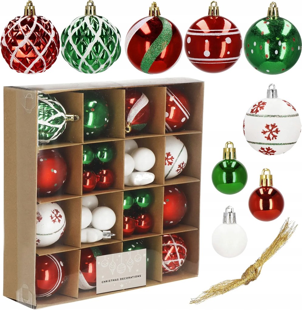 Karácsonyfadísz Nád 42DB-OS Karácsonyfa Medál Szett Törhetetlen