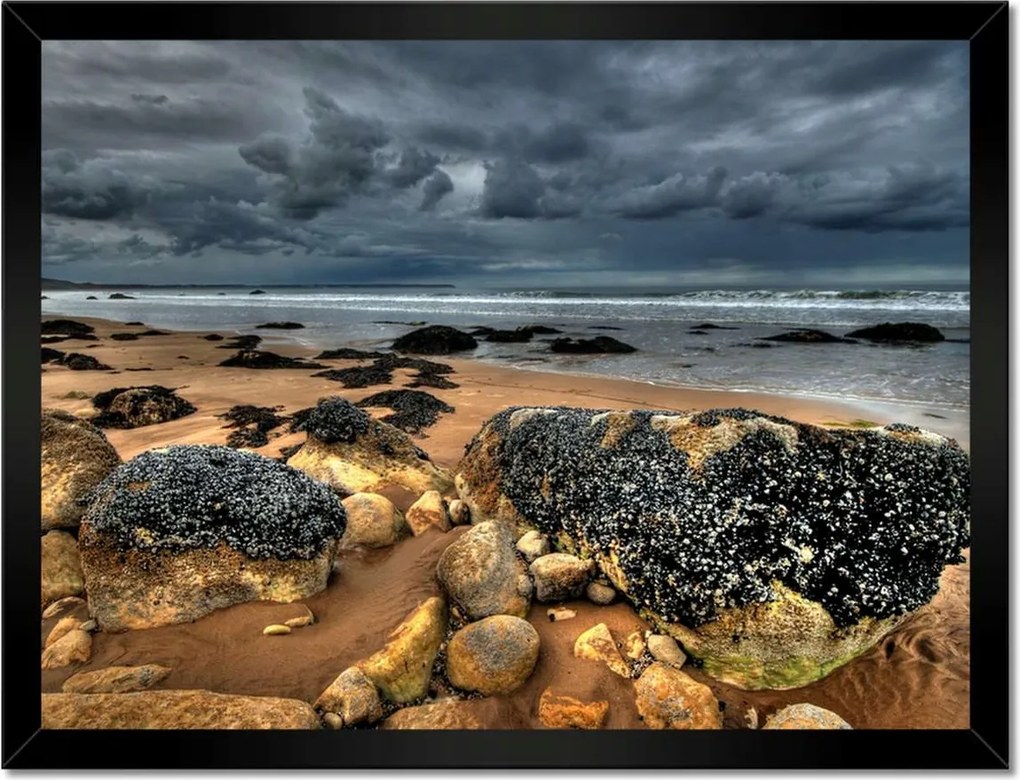 Poszterek keretben 40x30 Kő tengerpart Tenger Sötét viharfelhők