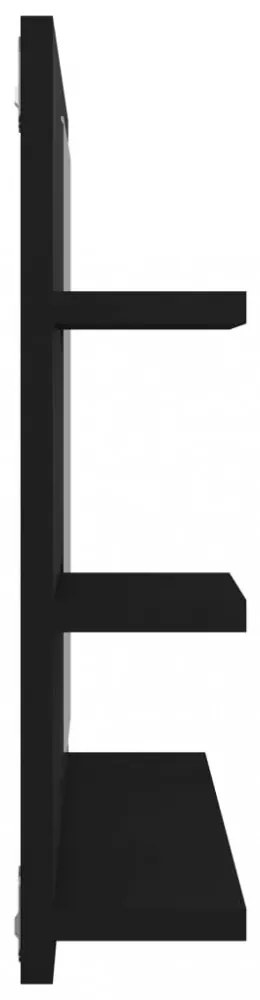 fekete szerelt fa fürdőszobai tükör 60 x 10,5 x 45 cm