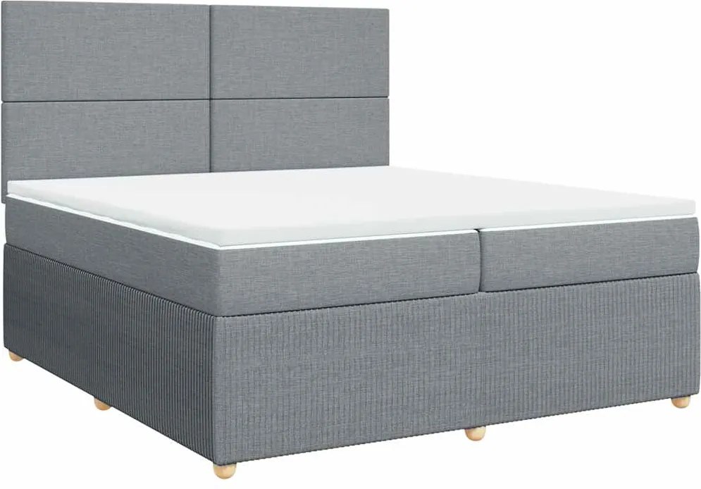 vidaXL világosszürke szövet rugós ágy matraccal 200 x 200 cm