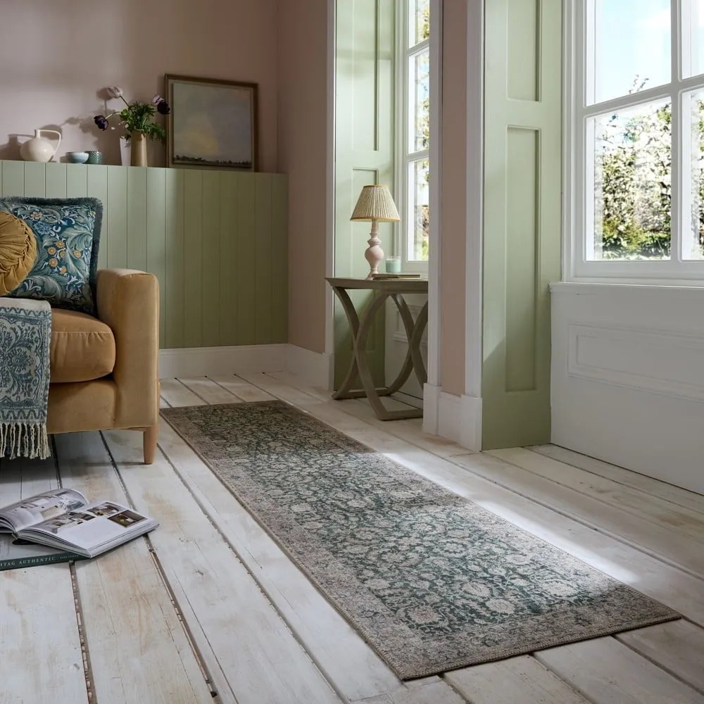 Zöld mosható futószőnyeg 60x230 cm Beau Floral – Flair Rugs