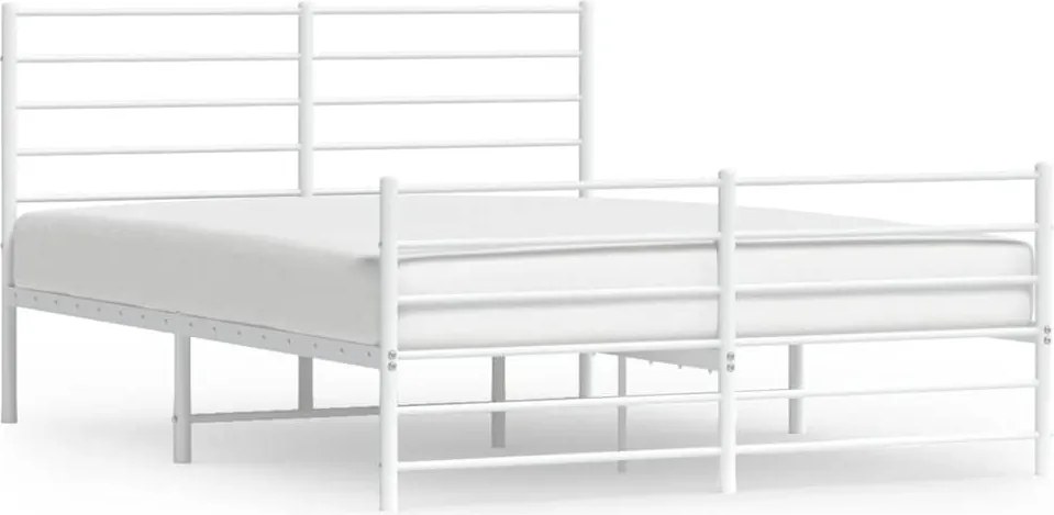 vidaXL fehér fém ágykeret fej- és lábtámlával 140 x 190 cm