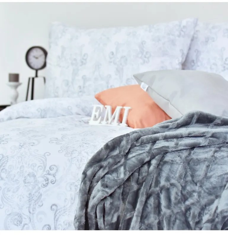 EMI Poetics szürke-fehér szatén ágyneműhuzat, A standard egyszemélyes ágy szett tartalma: 1x 140x200 + 1x 70x90