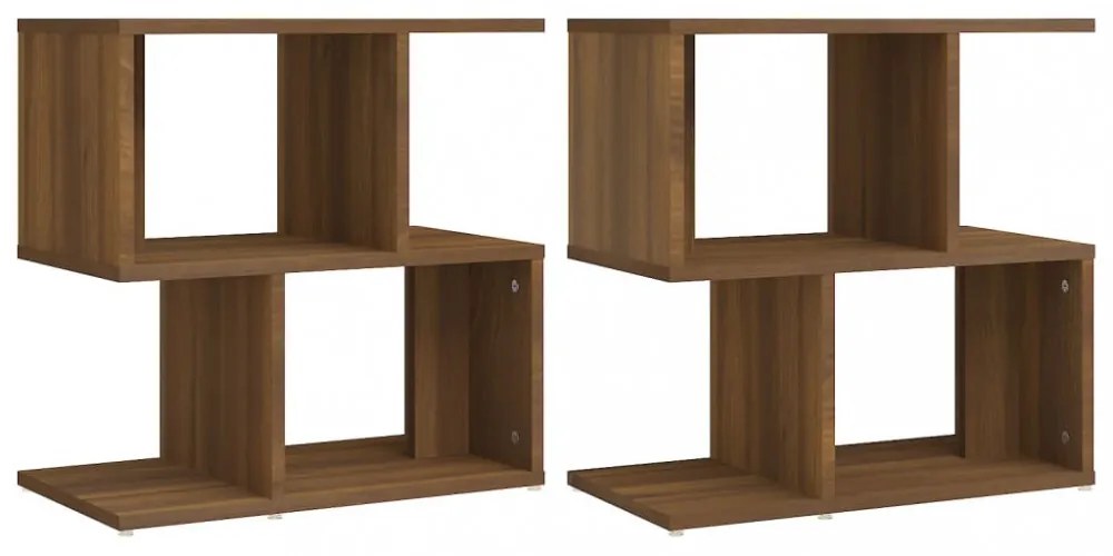 2 db barna tölgy színű szerelt fa éjjeliszekrény 50x30x51,5 cm