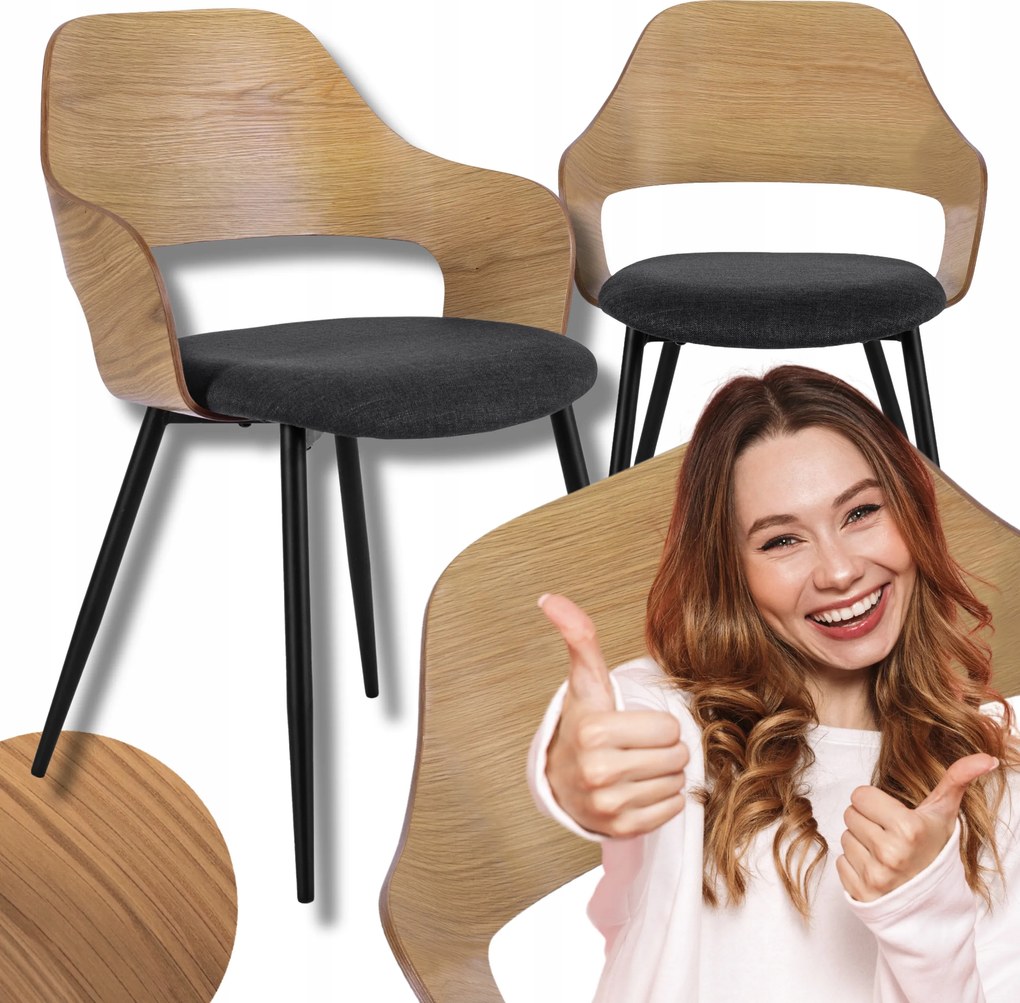 Fa kárpitozott Loft Hajlított Étkező Nappali Szék Orbi tölgy