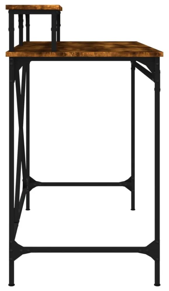 füstös tölgy színű szerelt fa és vas íróasztal 100 x 50 x 90 cm