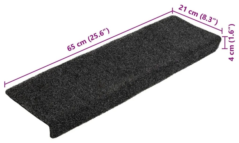 5 db szürke tűlyukasztott lépcsőszőnyeg 65x21x4 cm