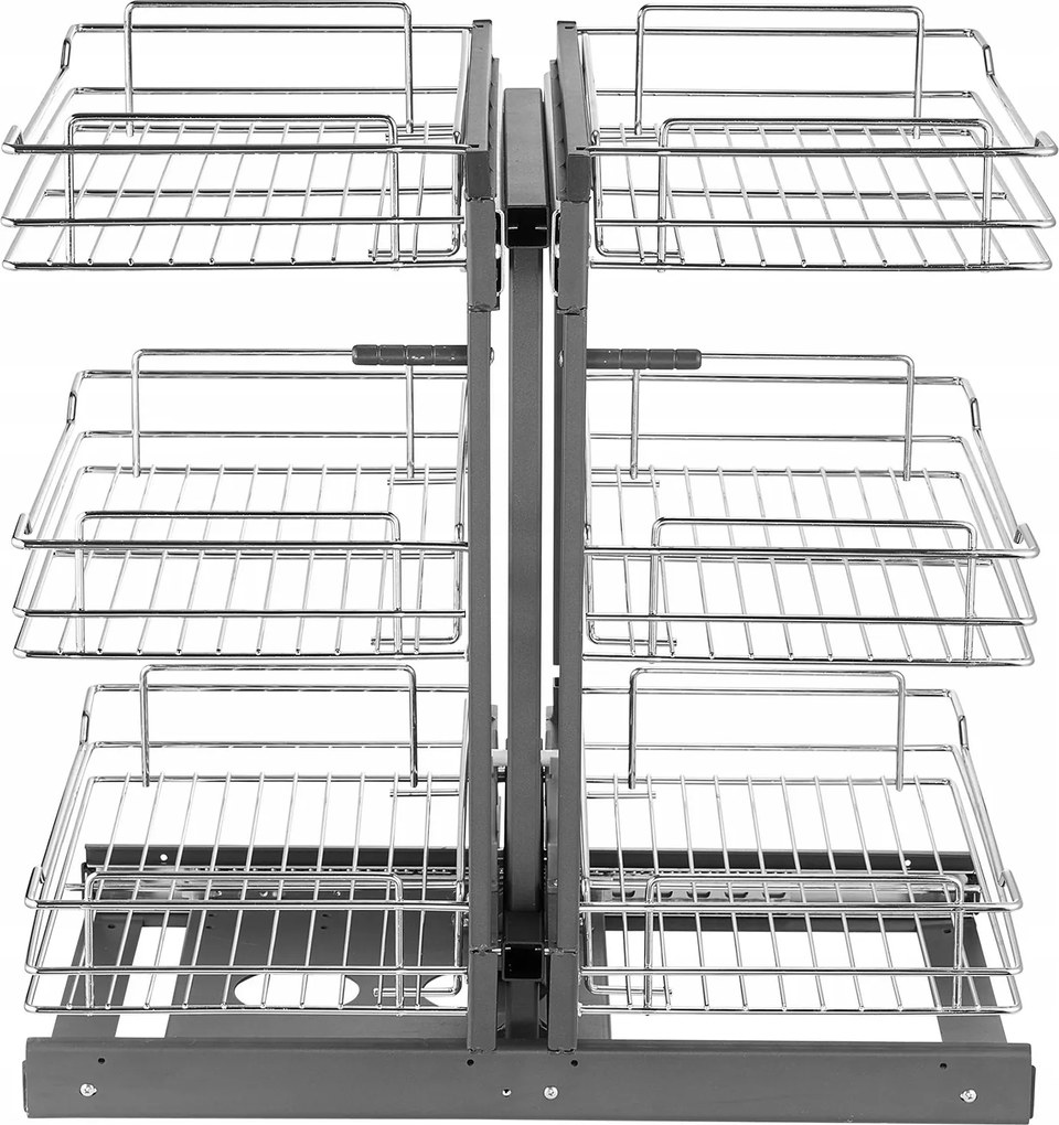 Háromszintes kihúzható rendszerező sarok konyhaszekrényhez